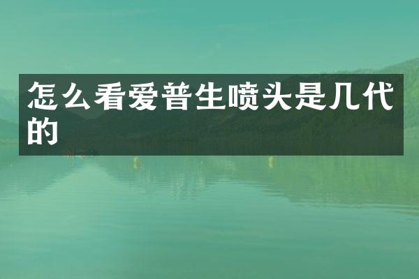 怎么看爱普生喷头是几代的