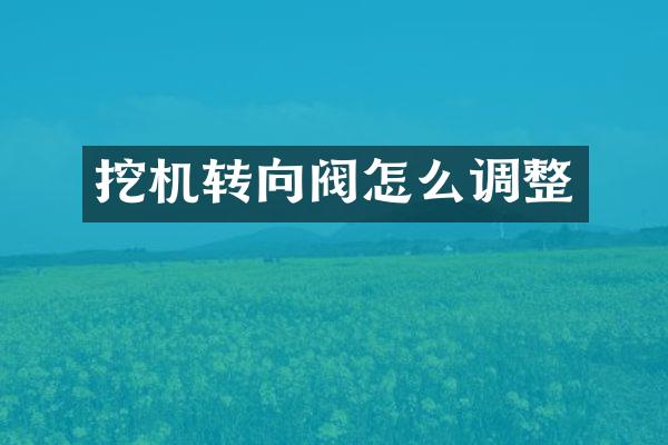 挖机转向阀怎么调整