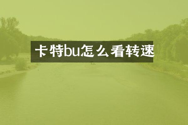 卡特bu怎么看转速