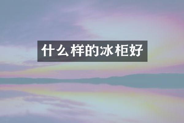 什么样的冰柜好