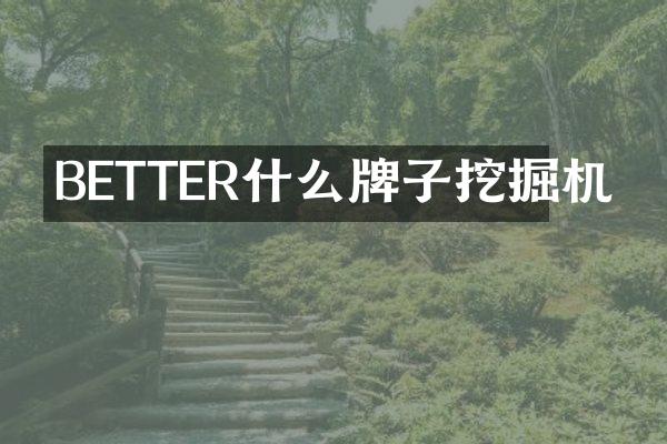 BETTER什么牌子挖掘机