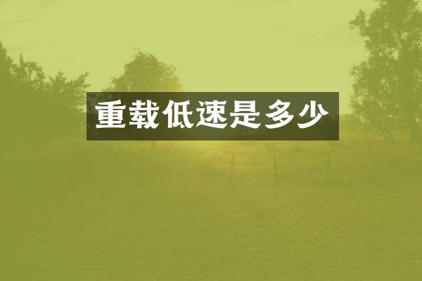 重载低速是多少