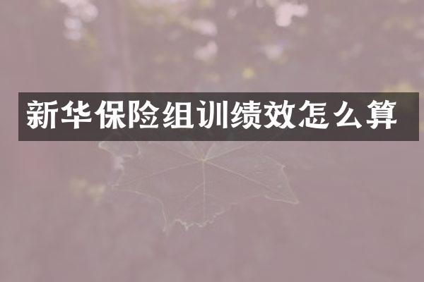 新华保险组训绩效怎么算