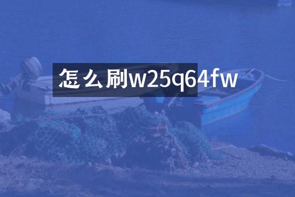 怎么刷w25q64fw