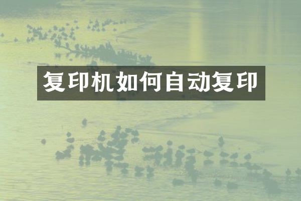复印机如何自动复印
