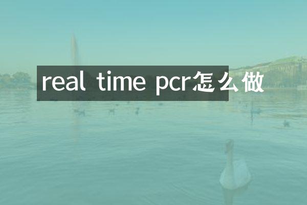 real time pcr怎么做