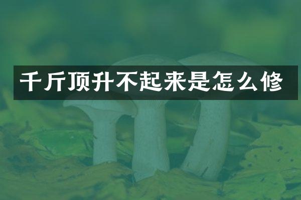 千斤顶升不起来是怎么修