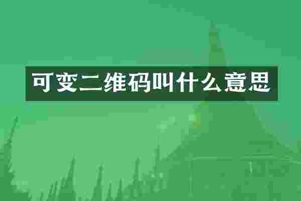 可变二维码叫什么意思