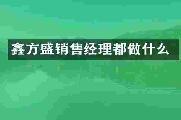 鑫方盛销售经理都做什么