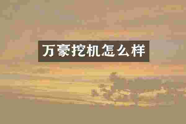 万豪挖机怎么样