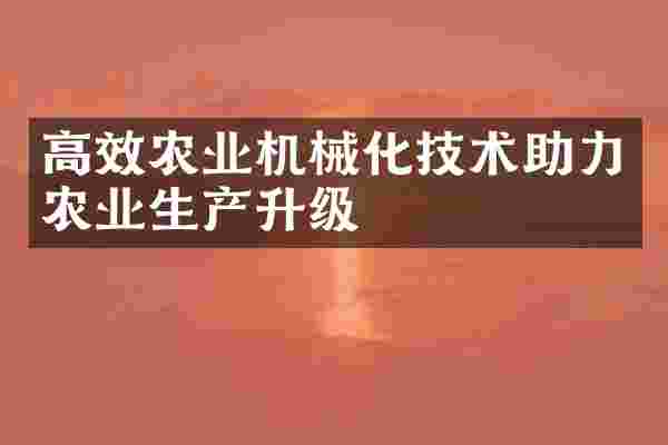高效农业机械化技术助力农业生产升级