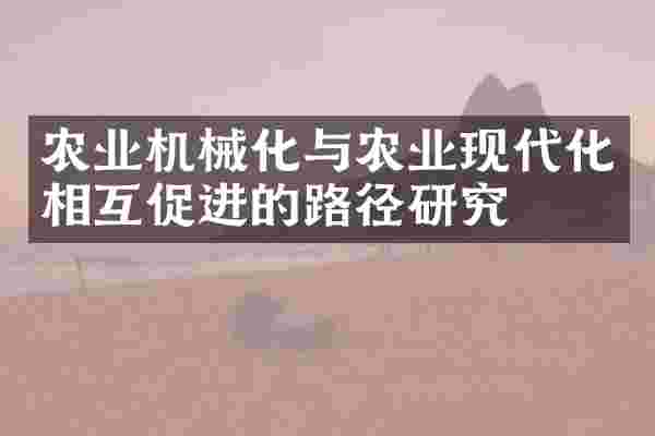农业机械化与农业现代化相互促进的路径研究
