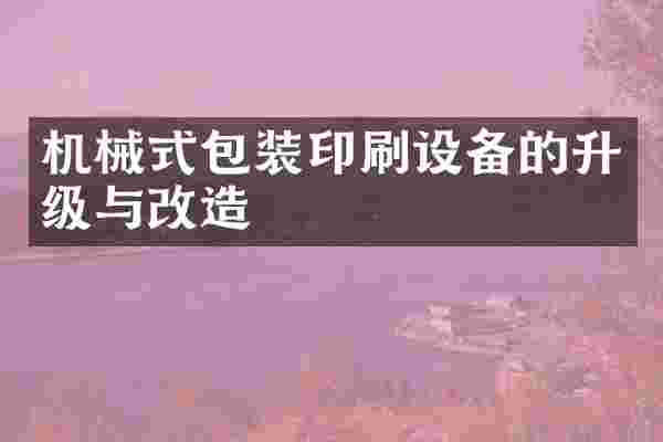 机械式包装印刷设备的升级与改造