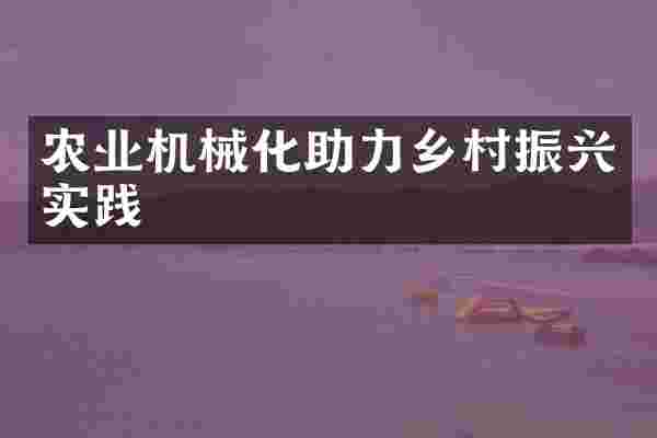 农业机械化助力乡村振兴实践