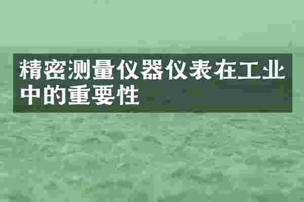 精密测量仪器仪表在工业中的重要性