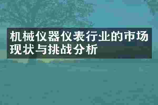 机械仪器仪表行业的市场现状与挑战分析